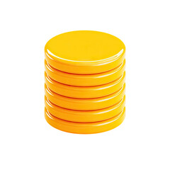 Stack of bright yellow, circular coins