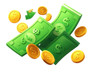 Money flying in the air