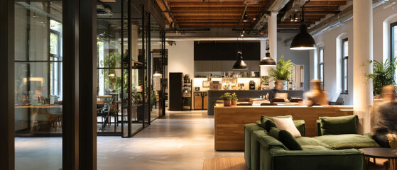 Realistische Szene im Coworking-Space &ndash; moderne Zusammenarbeit