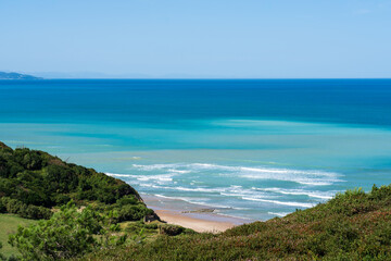 View over Erretegia beach in Bidart, summer time. France.