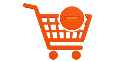 Isolated Shopping Cart Icon with Minus Sign, a Concept for Removing Items in E-commerce