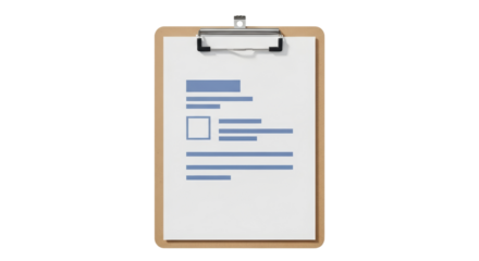 Isolated clipboard with sheet of paper for document report in the office workplace area