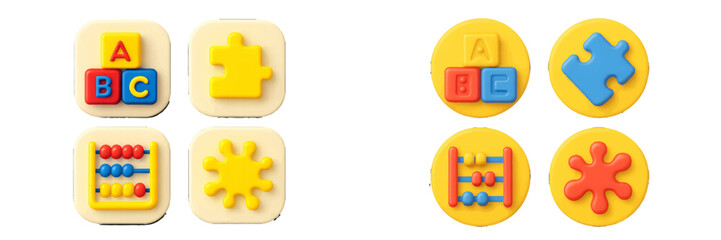 Obraz premium Colorful educational toys and learning game elements for children