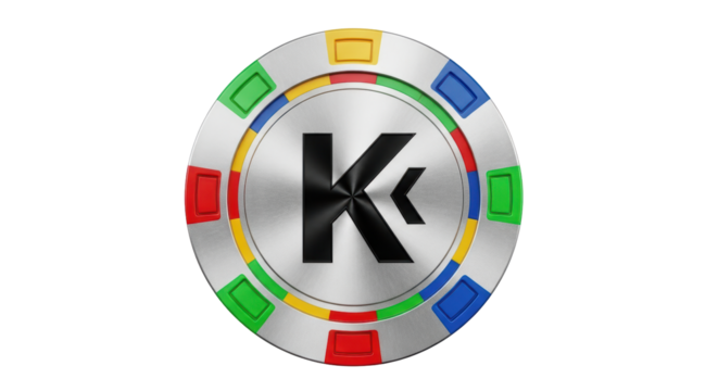 Isolated Casino Chip with K Symbol Indicates Winning Hand in Games of Chance, Gambling Fun