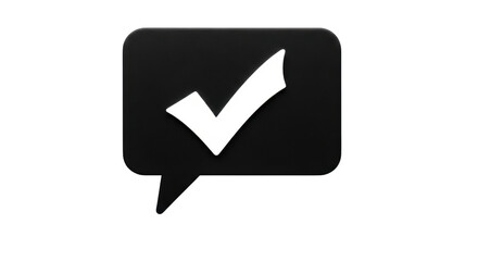 Isolated chat bubble with check mark inside as confirmation notification for messaging