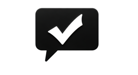 Isolated chat bubble with check mark inside as confirmation notification for messaging