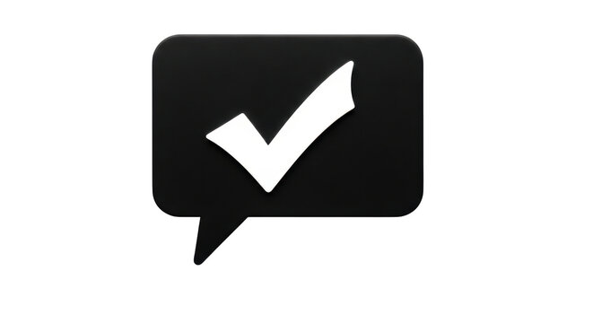 Isolated chat bubble with check mark inside as confirmation notification for messaging