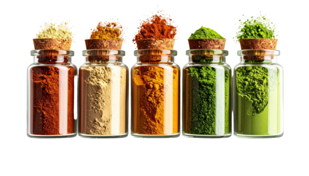 Colorful spice jars
