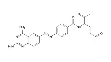 phototrexate molecule, structural chemical formula, ball-and-stick model, isolated image antifolate drug