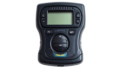 Small black portable device with display