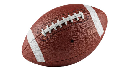 Isolated textured American football, leather equipment for sport game, pigskin ball outdoors
