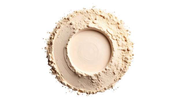 Light beige powder, circular arrangement