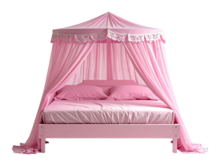 Pink canopy bed, elegant design (1)