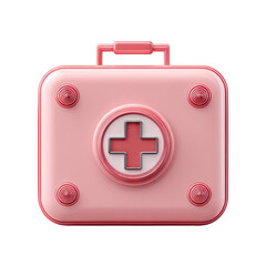 Obraz premium Pink medical kit, rectangular, with a white cross