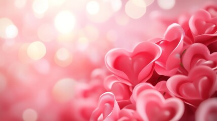 Fototapeta premium Romantic pink heart shapes background