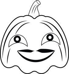 A cute Smile Halloween Pumpkin  spooky line art vector