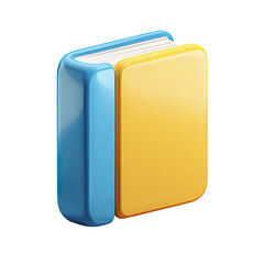 3D book icon, light blue and gold, closed