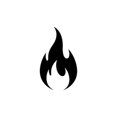 Stylized Black Flame Icon on White Background