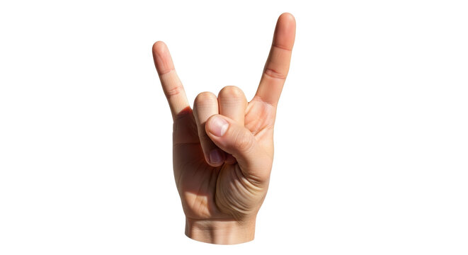 Isolated hand gesture indicating the sign of the horns, rock and roll symbol, expression