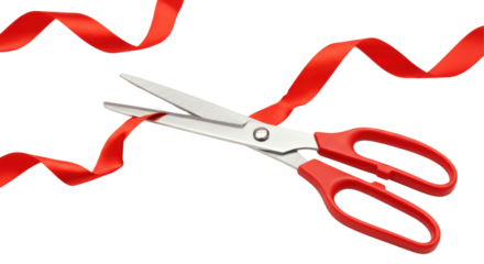 Isolated Scissors Cutting Ribbon
