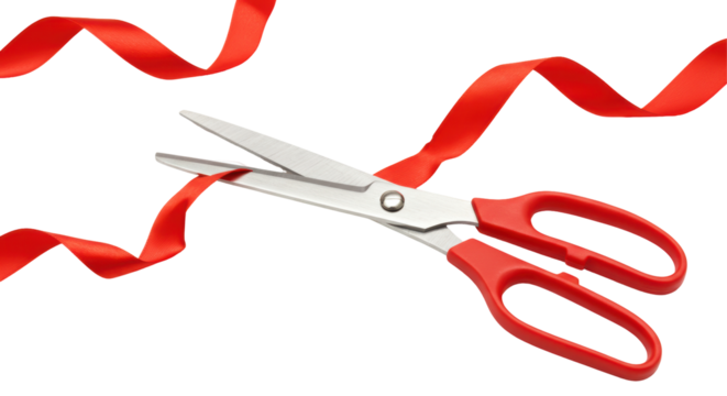 Isolated Scissors Cutting Ribbon