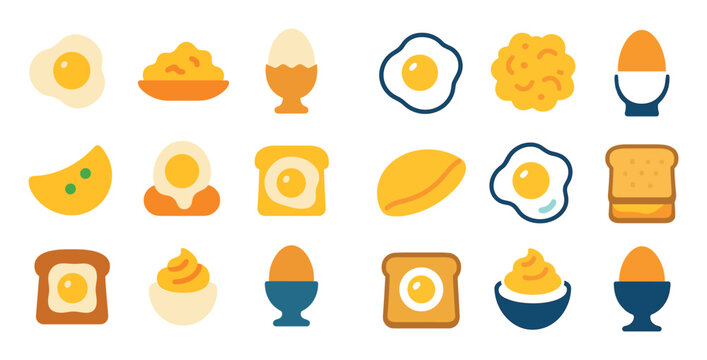 Colorful Breakfast Egg Icons