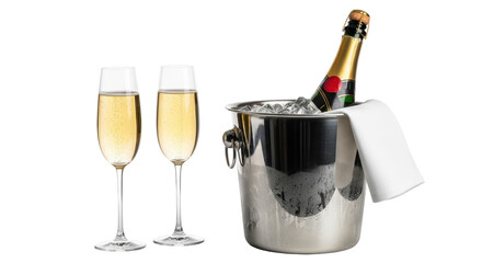 Isolated Champagne bucket with Glasses