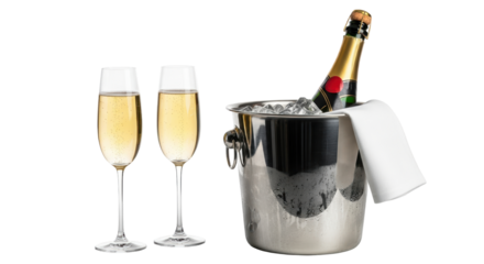 Isolated Champagne bucket with Glasses