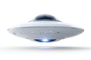 White saucer-shaped UFO, front view