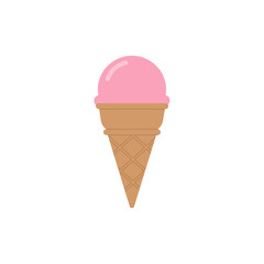 Delicious Pink Ice Cream Cone Illustration on White