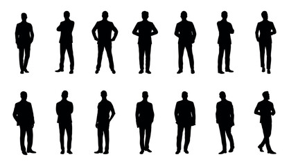Standing Business Man Silhouette Set - Vector Businessman Silhouette