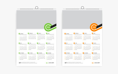 2026 One page wall calendar design template, modern 12 month one page calendar