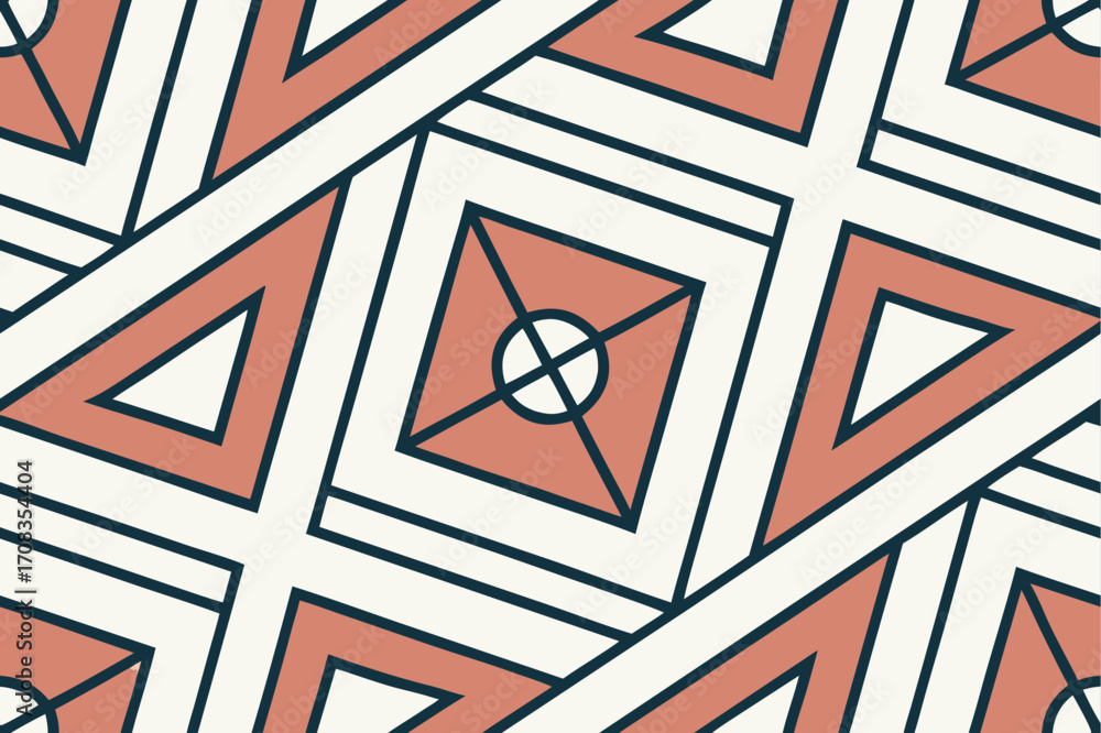 Poster modern geometric pattern with triangles, squares and a central circle design