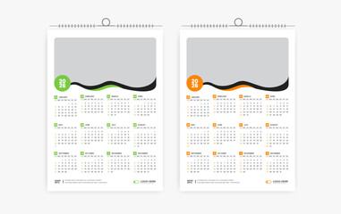 2026 One page wall calendar design template, modern 12 month one page calendar