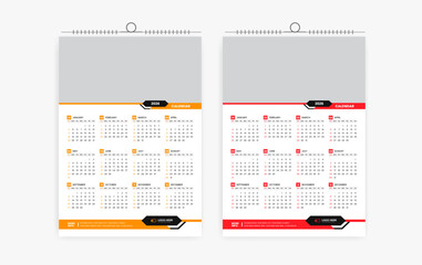 2026 One page wall calendar design template, modern 12 month one page calendar