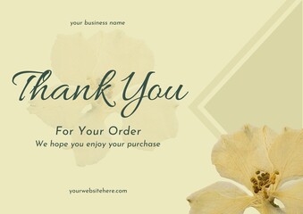 Greeting card template design, thank you card with floral background, thank you card. Part 092 160925