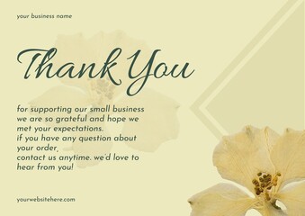 Greeting card template design, thank you card with floral background, thank you card. Part 093 160925
