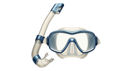 Isolated swimming mask and snorkel set for underwater diving activities, ocean adventure