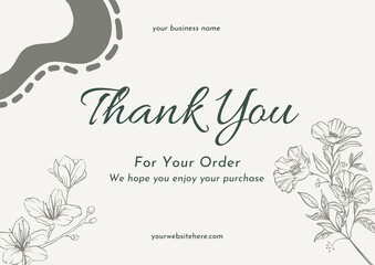 Greeting card template design, thank you card with floral background, thank you card. Part 102 160925
