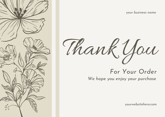 Greeting card template design, thank you card with floral background, thank you card. Part 104 160925