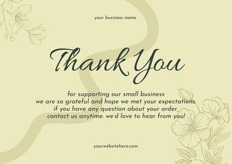 Greeting card template design, thank you card with floral background, thank you card. Part 095 160925