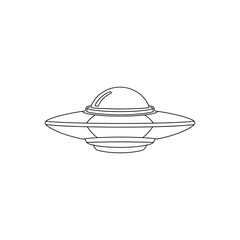 Outlined Flying Saucer with Dome and Rings