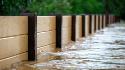 Flood Walls with Spillover Channels Managing Excess Water During Heavy Rainfall and Natural Disasters
