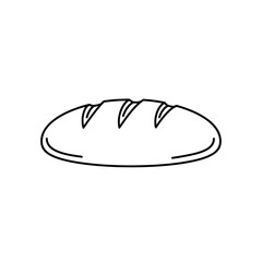 Simple Black Line Art Loaf of Bread