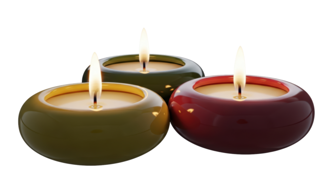 Isolated group of lit candles creating a warm ambiance in an indoor setting at nighttime