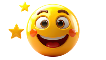 Smiling emoticon with stars