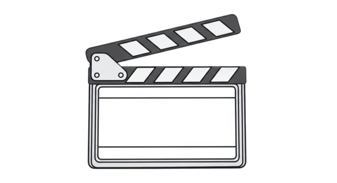 Isolated slate board open, simple movie equipment, production clip, film industry tool, art