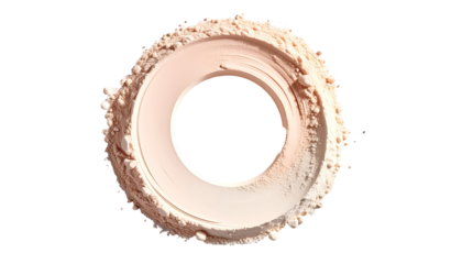 Light beige powder swirling in a circular shape