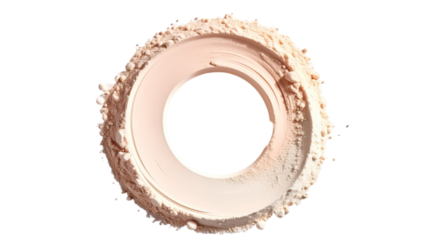 Light beige powder swirling in a circular shape