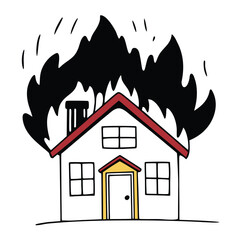 Vector illustration of house engulfed in flames for dramatic visuals vector